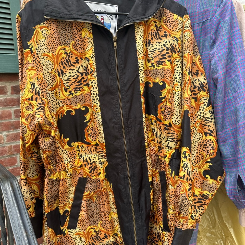 Vintage Animal Print Jacket with Black Accents